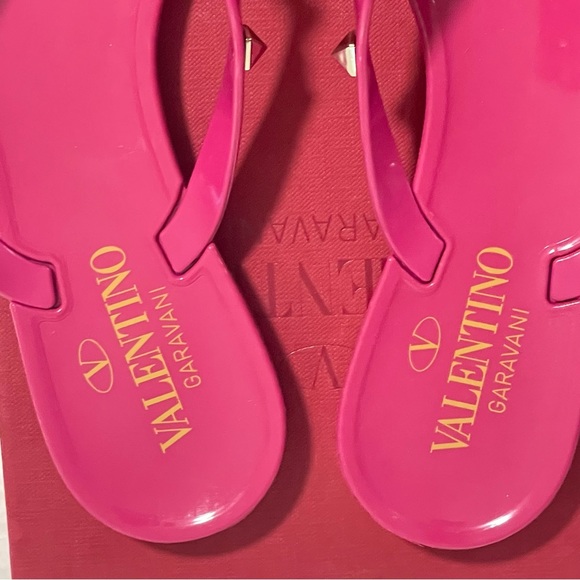 Valentino Garavani PVC Rockstud Bow Jelly Thong Sandals Pink 37 - Picture 3 of 10